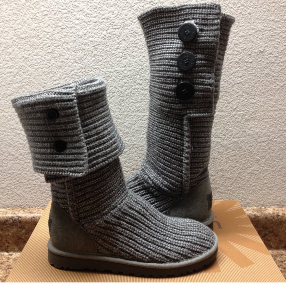 UGG Grey Famous Knit Boots